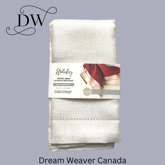 Cream Shimmer Fabric Napkins | Set of 4 - Picture 1 of 5